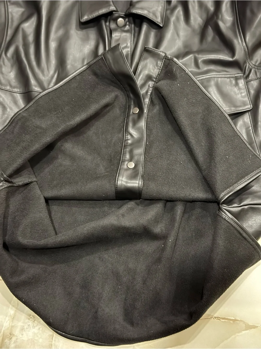 ZARA Black Faux-Leather Lightweight Shacket